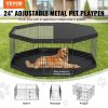 VEVOR Dog Playpen, 8 Panels Foldable Metal Dog Exercise Pen with Top Cover and Bottom Pad, 24" H Pet Fence Puppy Crate Kennel, Indoor Outdoor Dog Pen