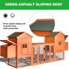 Outdoor Wooden Chicken Coop;  124' Large Hen Cage Rabbit House;  Bunny Hutch with Ventilation Door;  Removable Ramp Garden Backyard Pet House Chicken