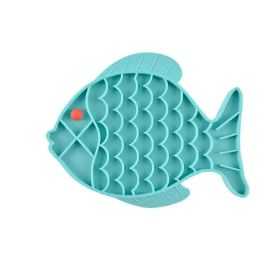 Silicone Lick Mat For Pet Dogs Slow Food Plate Rice Bowl For Small Medium Dog (Color: Blue)