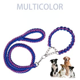 Eight-strand nylon braided dog collar leash (Specification (L * W): L, colour: blue and purple)