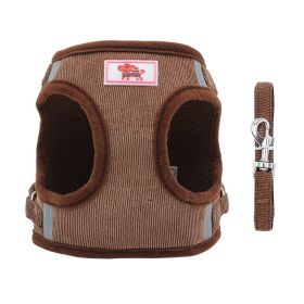 Dog Harnesses and leash set (Specification (L * W): M, colour: Coffee)