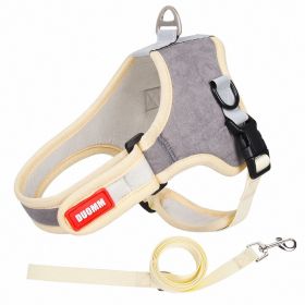 Suede Pet Chest Strap Saddle Vest (Specification (L * W): M, colour: grey)
