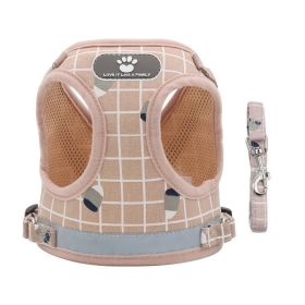 Dog Harnesses and dog leash set; New Pet Towing Rope Vest Dog Chest Strap (Specification (L * W): M, colour: Powder lattice)