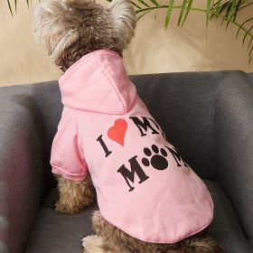 I Love My Mom Dog Hoodie (Color: Pink, size: M)