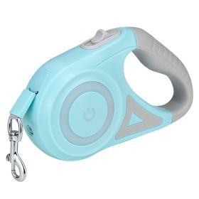 16FT Retractable Dog Leash with Flashlight RGB Light 2 Rolls of Waste Bags Dispenser (Color: Green)