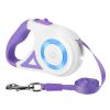16FT Retractable Dog Leash with Flashlight RGB Light 2 Rolls of Waste Bags Dispenser