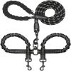 Dual Dog Leash; Tangle Free With Reflective Stitching