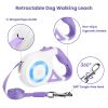 16FT Retractable Dog Leash with Flashlight RGB Light 2 Rolls of Waste Bags Dispenser