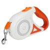 16FT Retractable Dog Leash with Flashlight RGB Light 2 Rolls of Waste Bags Dispenser