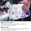 16FT Retractable Dog Leash with Flashlight RGB Light 2 Rolls of Waste Bags Dispenser