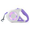 16FT Retractable Dog Leash with Flashlight RGB Light 2 Rolls of Waste Bags Dispenser