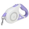 16FT Retractable Dog Leash with Flashlight RGB Light 2 Rolls of Waste Bags Dispenser