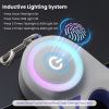 16FT Retractable Dog Leash with Flashlight RGB Light 2 Rolls of Waste Bags Dispenser