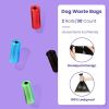 16FT Retractable Dog Leash with Flashlight RGB Light 2 Rolls of Waste Bags Dispenser